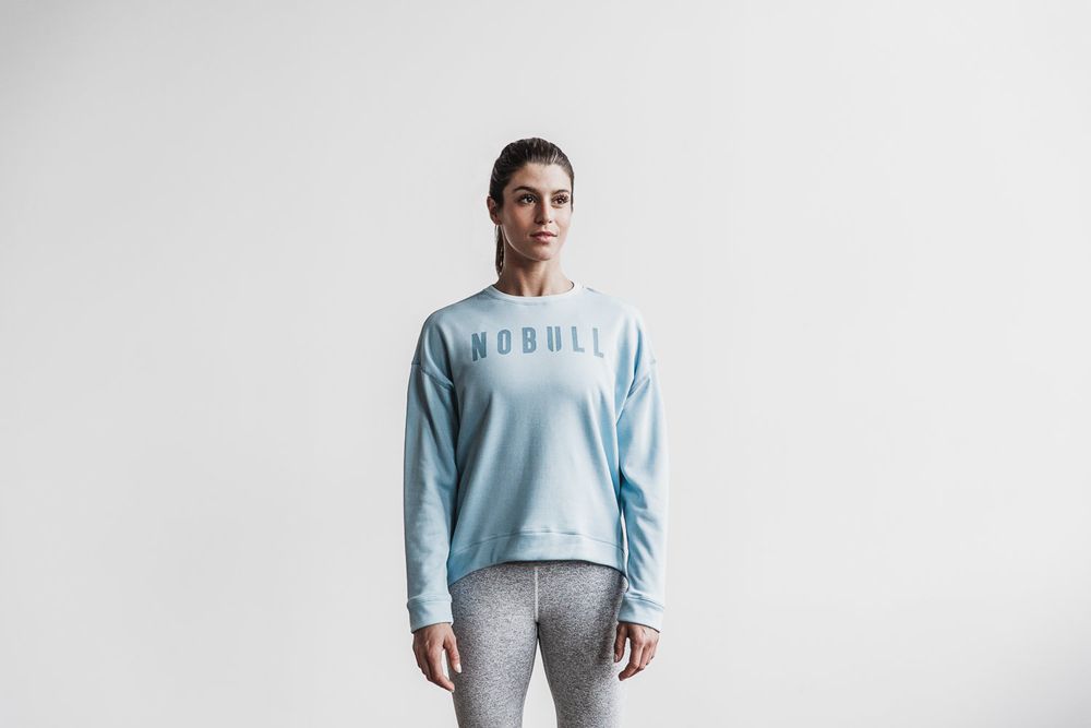 NOBULL Women's Crew Sweatshirts - Ice Blue - Ireland (4195HVSKY)